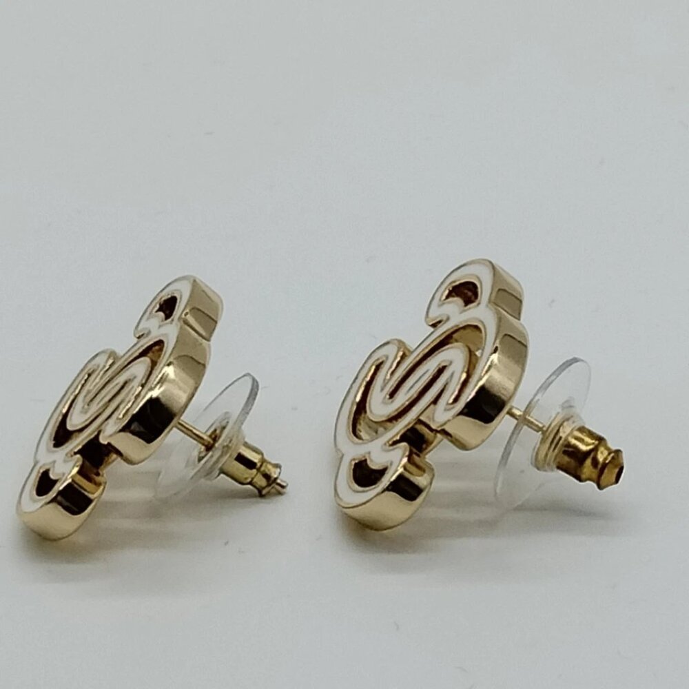 Chanel Pierced Earring Gold Whites 24 S 499-081425 - Picture 3 of 9